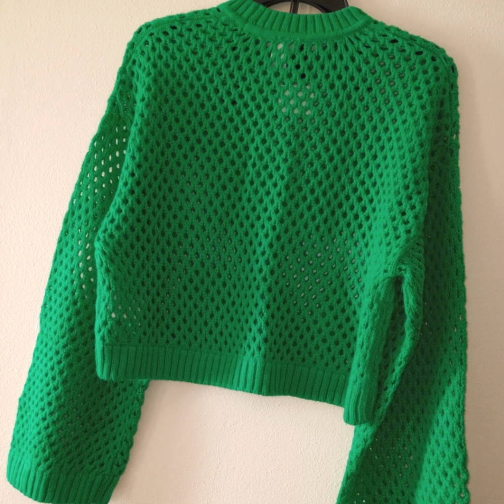 Divided by H&M Womens Open Knit Sweater Top Cropped Oversized Loose